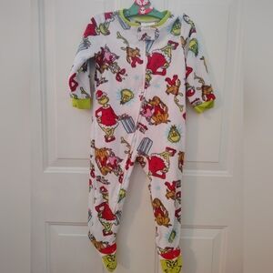 Grinch unisex Footed pajamas sleeper fleece Christmas 18 months non slip holiday